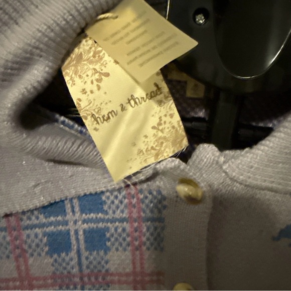 Gray Lavender floral button down sweater cardigan size medium by Hem & Thread - Picture 7 of 8